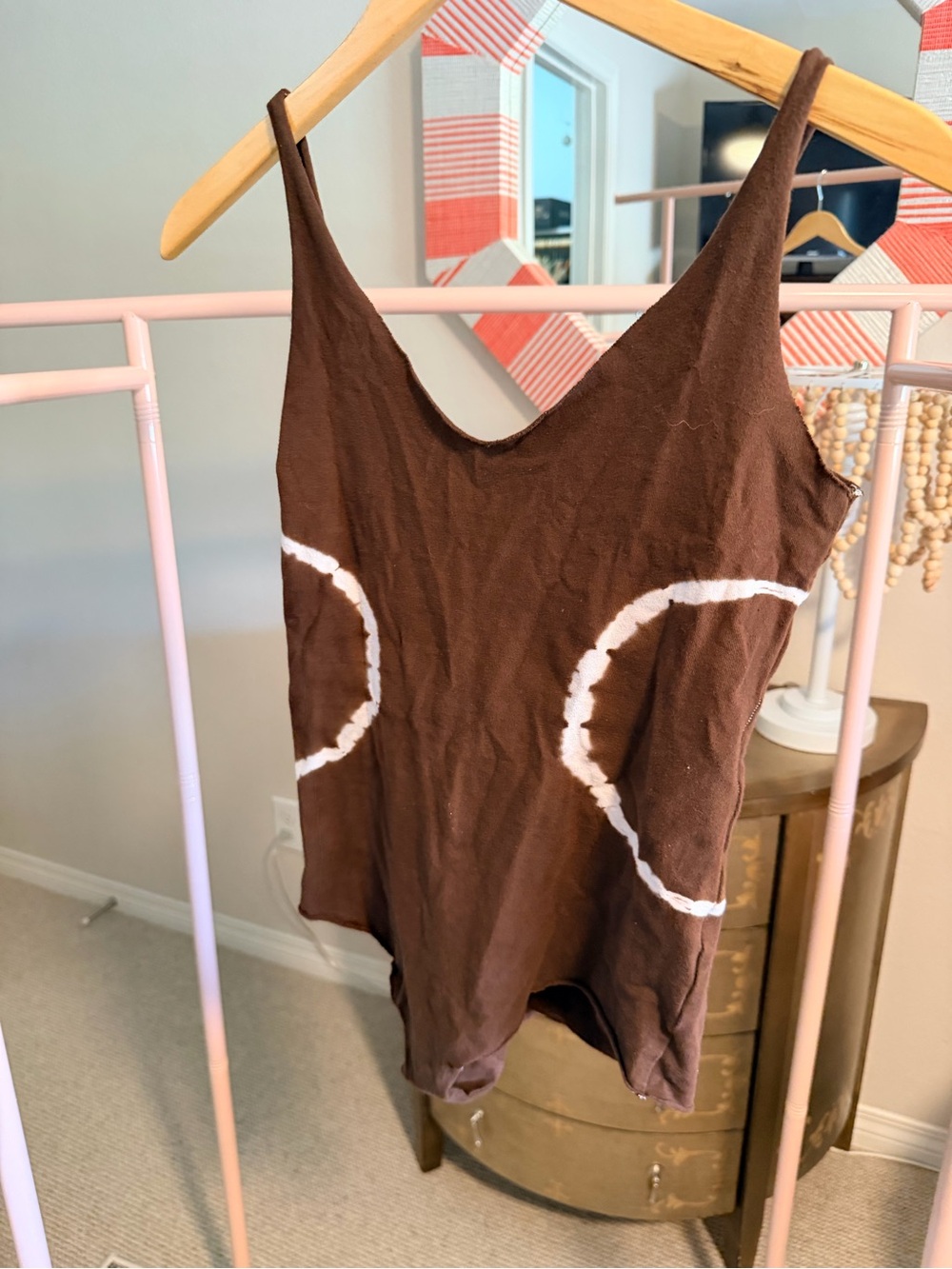 Brown Tie-Dye Scoop Neck Women's Bodysuit